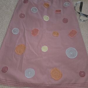 Boden Pink Embroidered Spiral-Appliqué A-Line Skirt